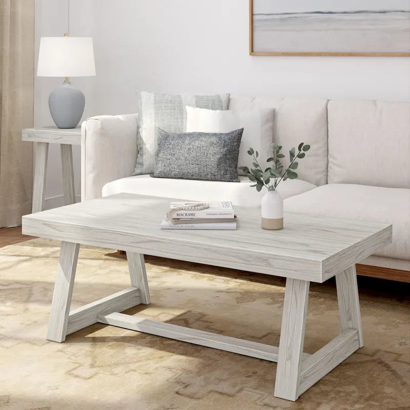 48-Inch Solid Pine Rectangular Trestle Coffee Table