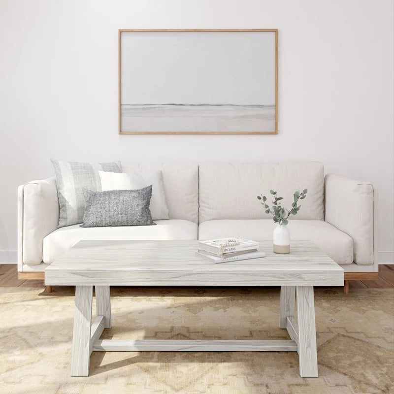 48-Inch Solid Pine Rectangular Trestle Coffee Table