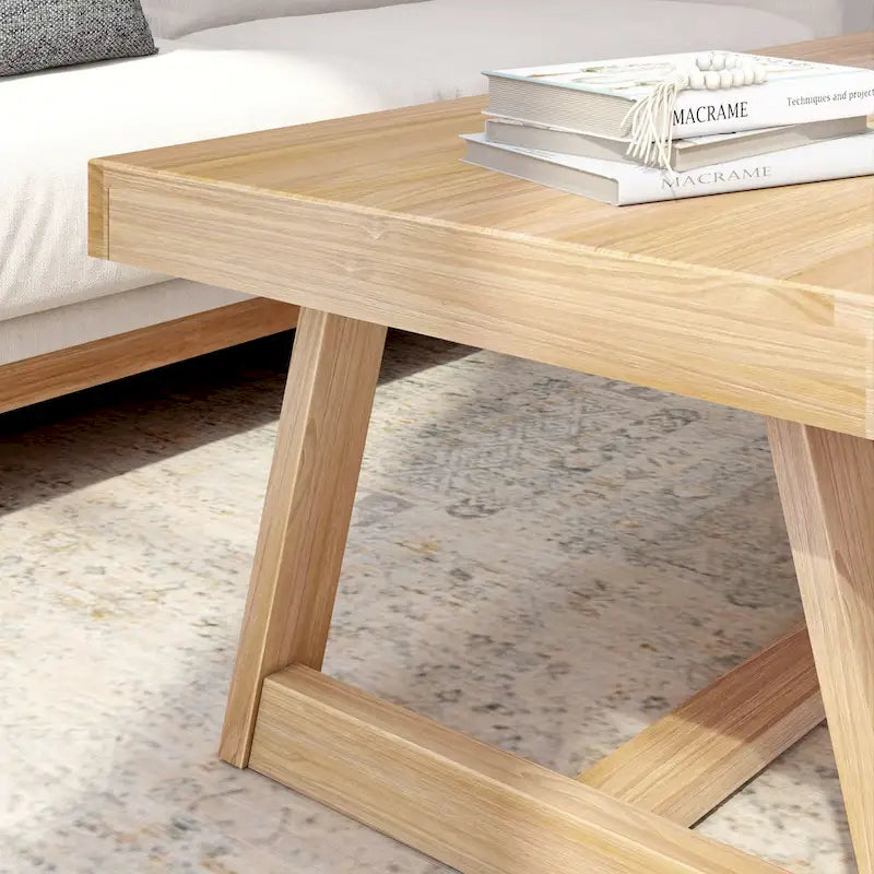 48-Inch Solid Pine Rectangular Trestle Coffee Table