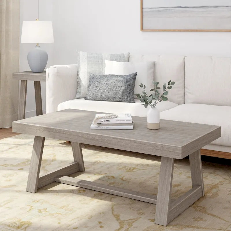 48-Inch Solid Pine Rectangular Trestle Coffee Table