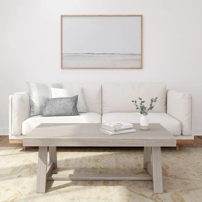 48-Inch Solid Pine Rectangular Trestle Coffee Table