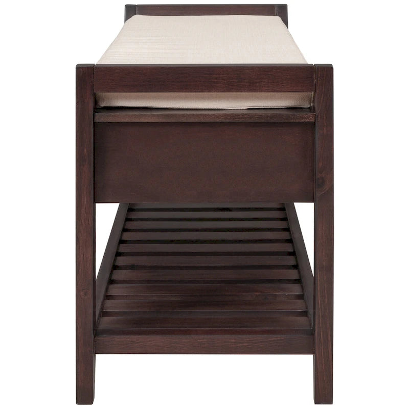 Cushioned Entryway Bench with Two Drawers and Shoe Shelf