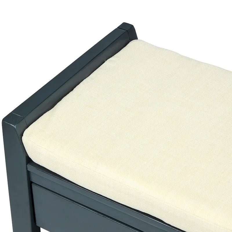 Cushioned Entryway Bench with Two Drawers and Shoe Shelf