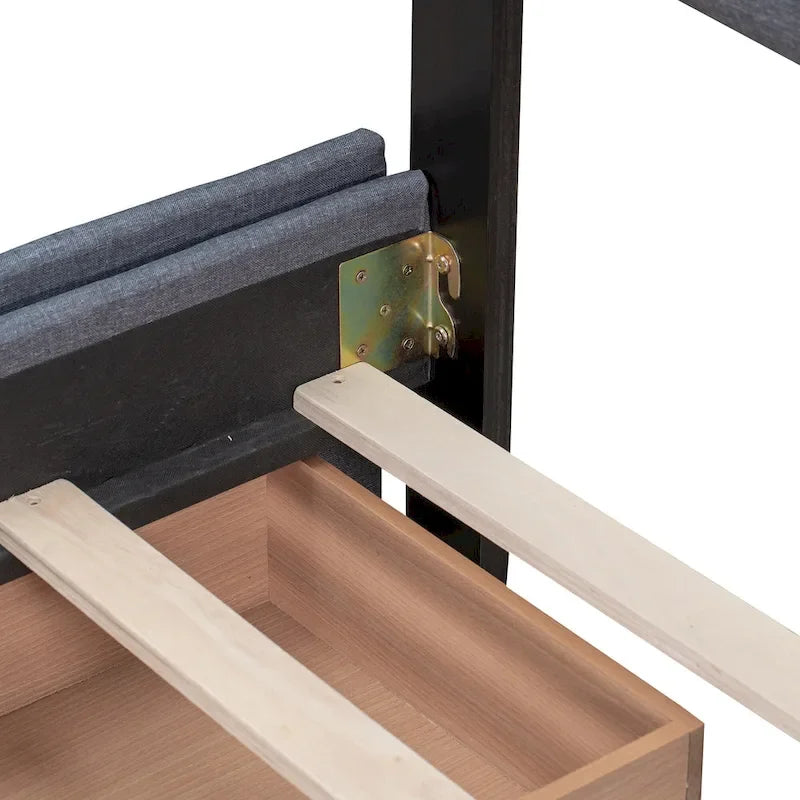 Queen Upholstered Platform Bed with Tufted Headboard and 4 Drawers
