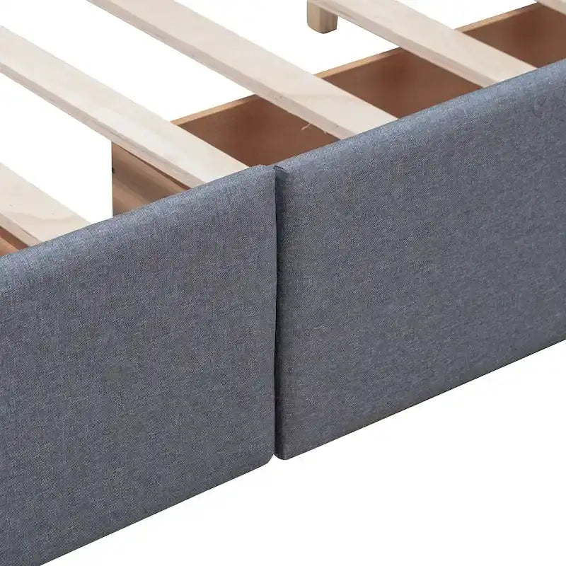 Queen Upholstered Platform Bed with Tufted Headboard and 4 Drawers