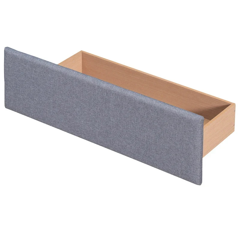 Queen Upholstered Platform Bed with Tufted Headboard and 4 Drawers