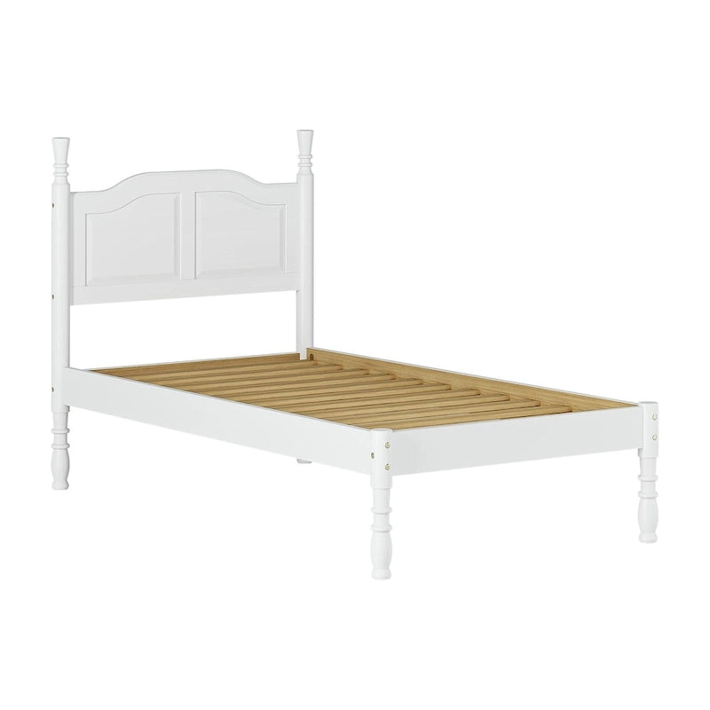 Solid Pine Platform Bed with Raised Panel Headboard