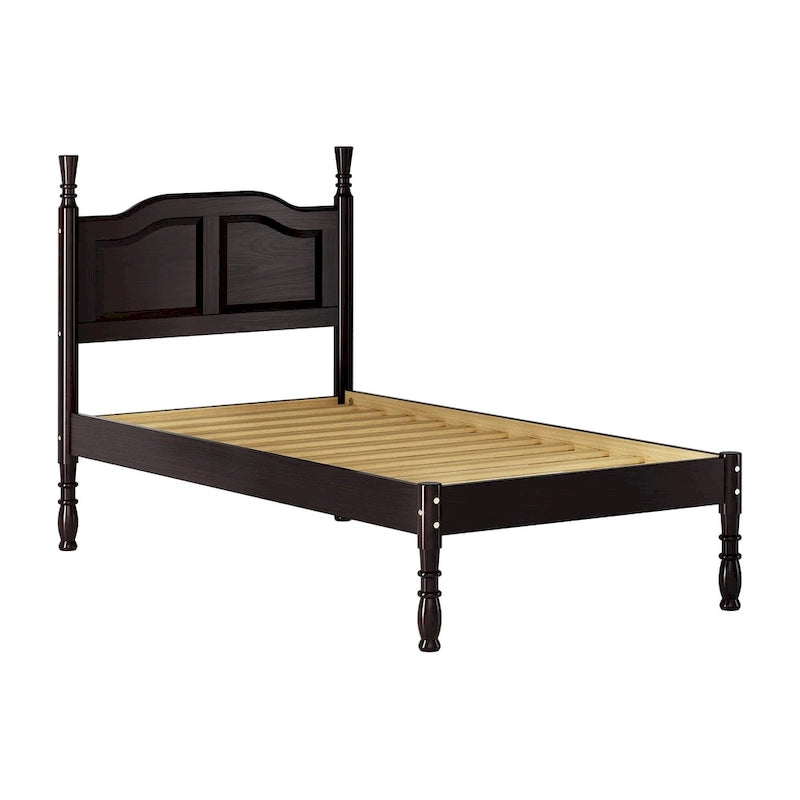 Solid Pine Platform Bed with Raised Panel Headboard