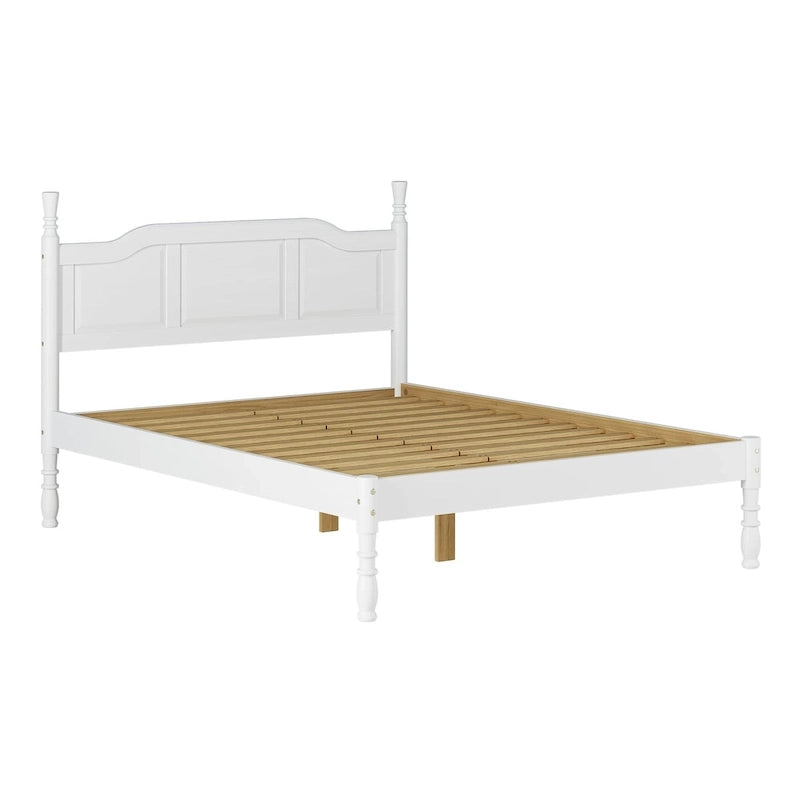 Solid Pine Platform Bed with Raised Panel Headboard