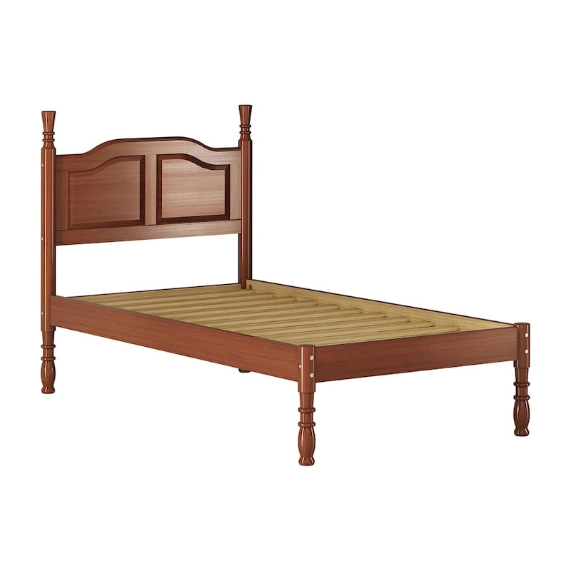 Solid Pine Platform Bed with Raised Panel Headboard