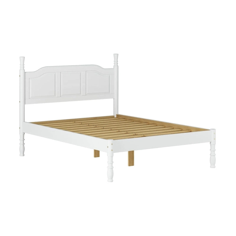Solid Pine Platform Bed with Raised Panel Headboard