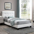 Twin Platform Bed with Button-Tufted Detailing