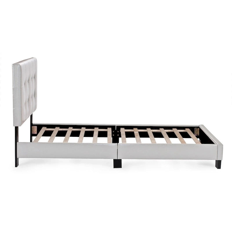 Twin Platform Bed with Button-Tufted Detailing