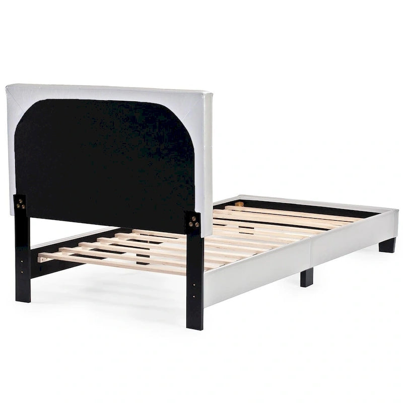 Twin Platform Bed with Button-Tufted Detailing