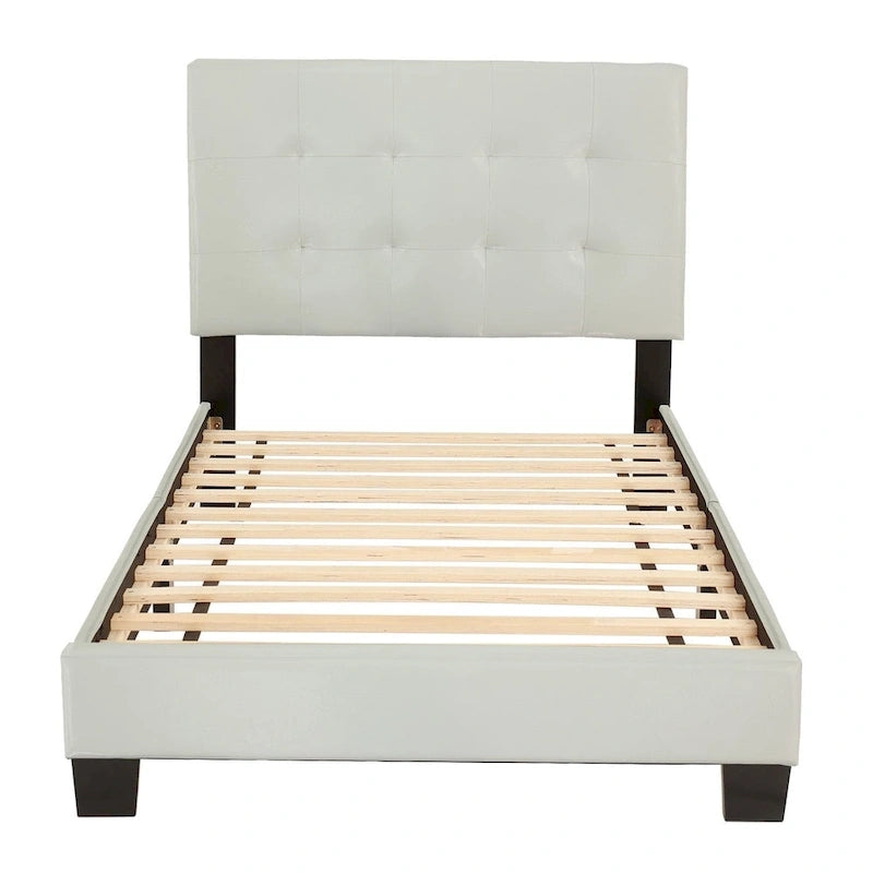 Twin Platform Bed with Button-Tufted Detailing