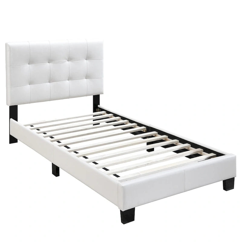 Twin Platform Bed with Button-Tufted Detailing