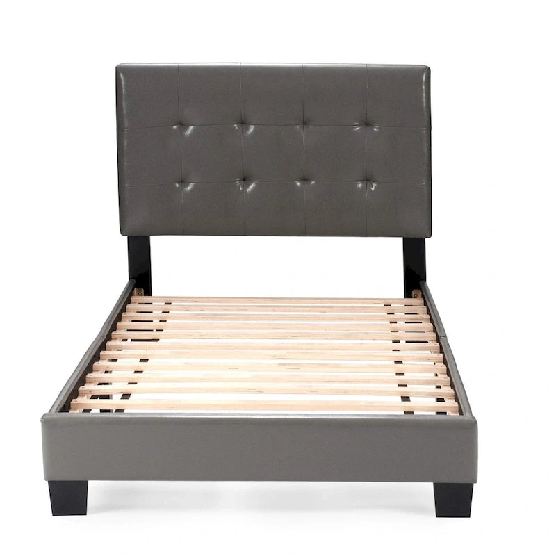 Twin Platform Bed with Button-Tufted Detailing