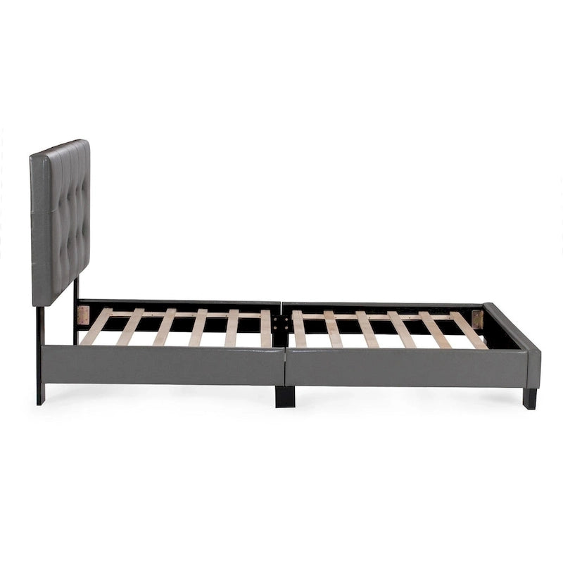 Twin Platform Bed with Button-Tufted Detailing