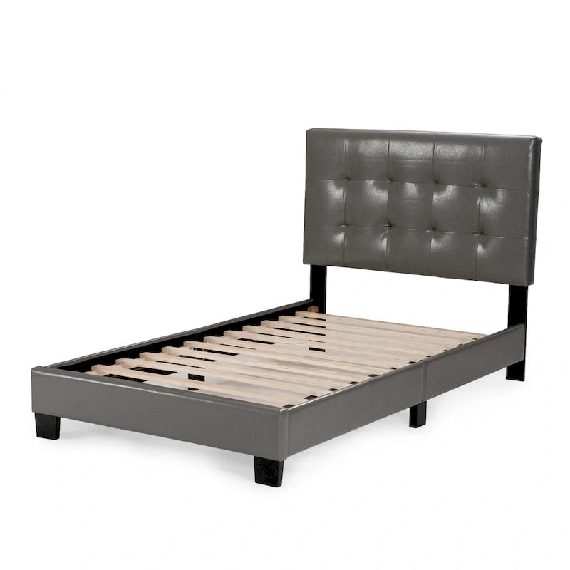 Twin Platform Bed with Button-Tufted Detailing