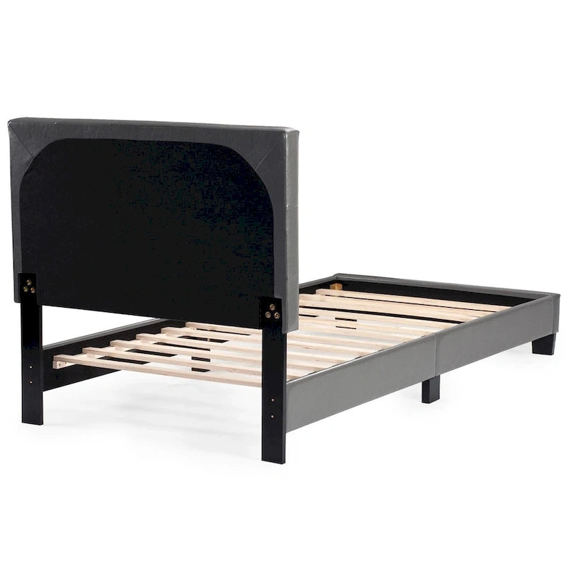 Twin Platform Bed with Button-Tufted Detailing