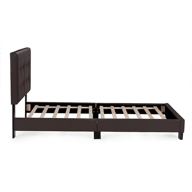 Twin Platform Bed with Button-Tufted Detailing