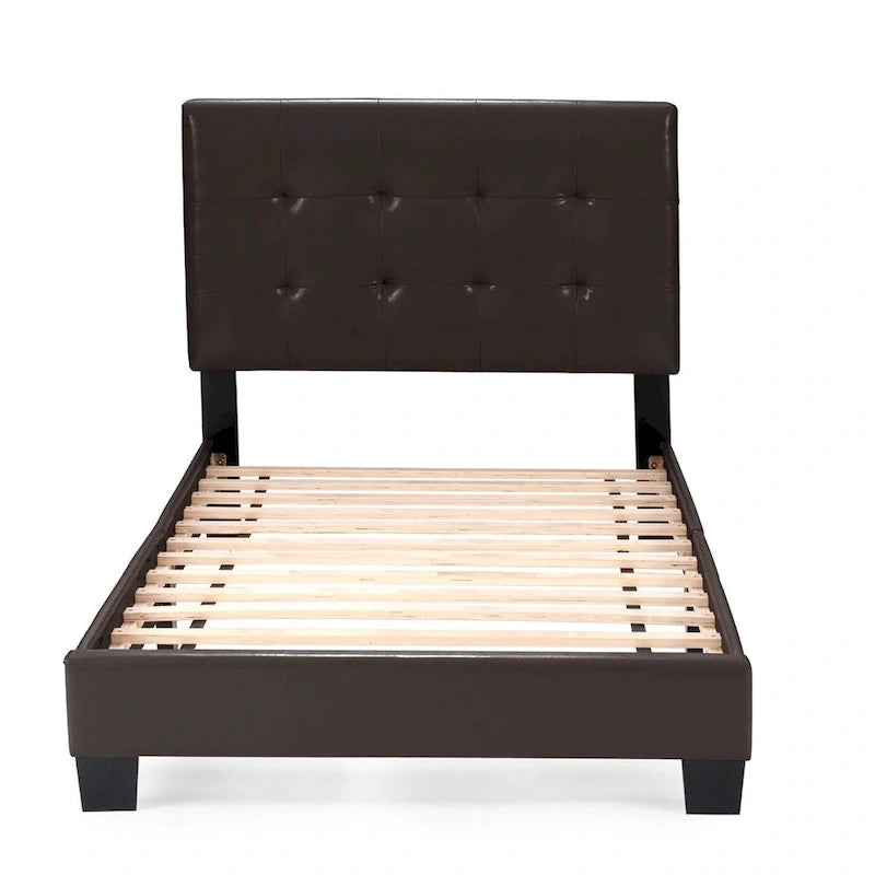 Twin Platform Bed with Button-Tufted Detailing