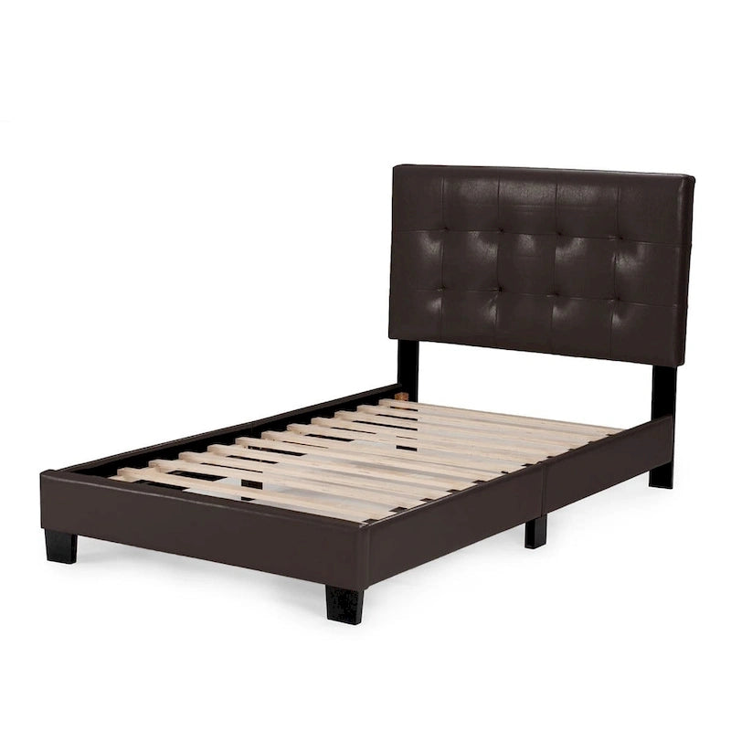 Twin Platform Bed with Button-Tufted Detailing
