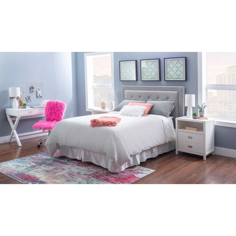 44-Inch White Writing Desk with X-Base and Two Drawers