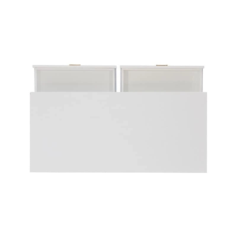 44-Inch White Writing Desk with X-Base and Two Drawers