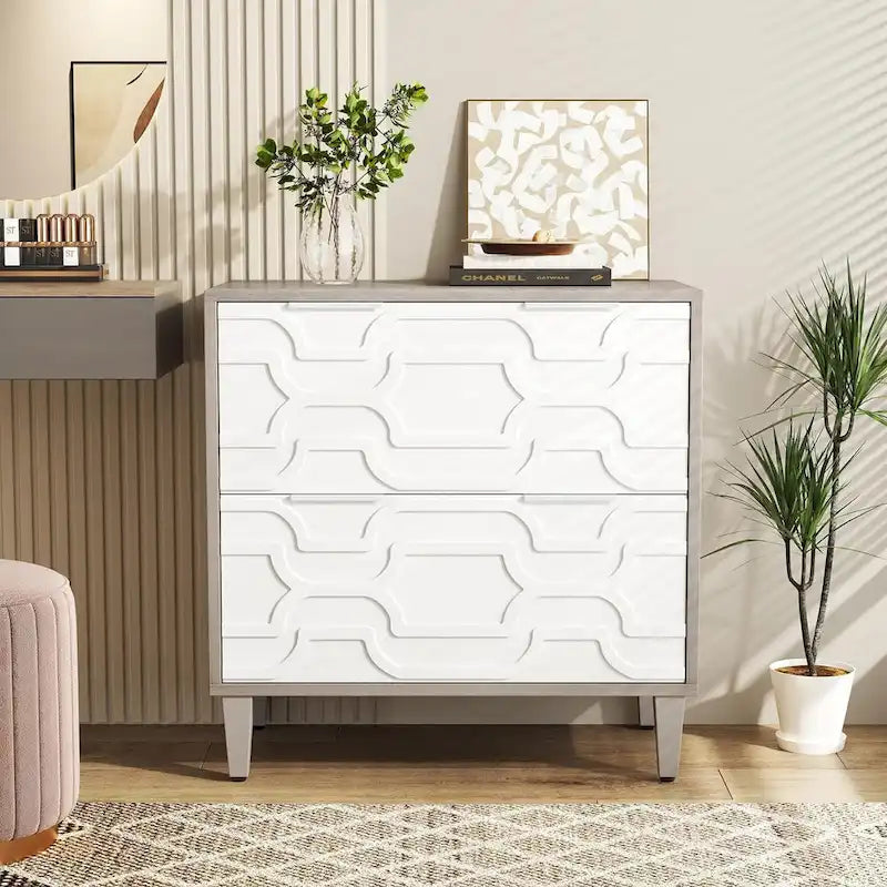 Two-Drawer Lateral File Cabinet with Adjustable Wood Legs