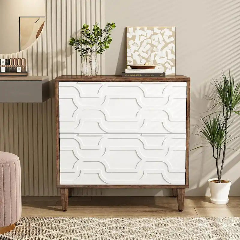 Two-Drawer Lateral File Cabinet with Adjustable Wood Legs