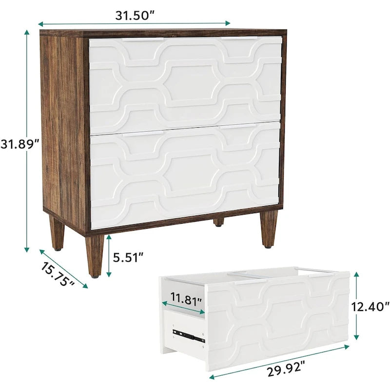 Two-Drawer Lateral File Cabinet with Adjustable Wood Legs