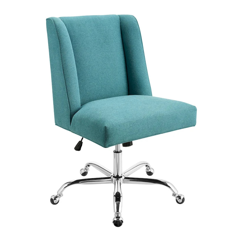 Upholstered Swivel Office Chair with Nailhead Trim