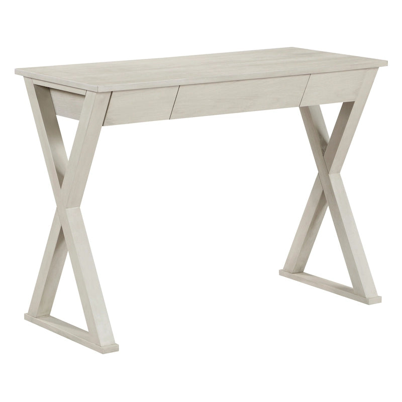 Slim Writing Desk with X-Shaped Supports and Storage Drawer
