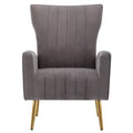 Fauteuil d'appoint en velours à dossier haut avec pieds métalliques dorés
