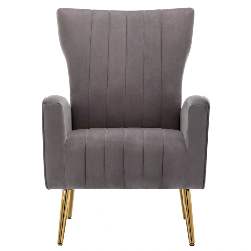 Velvet Wingback Accent Chair with Gold Metal Legs