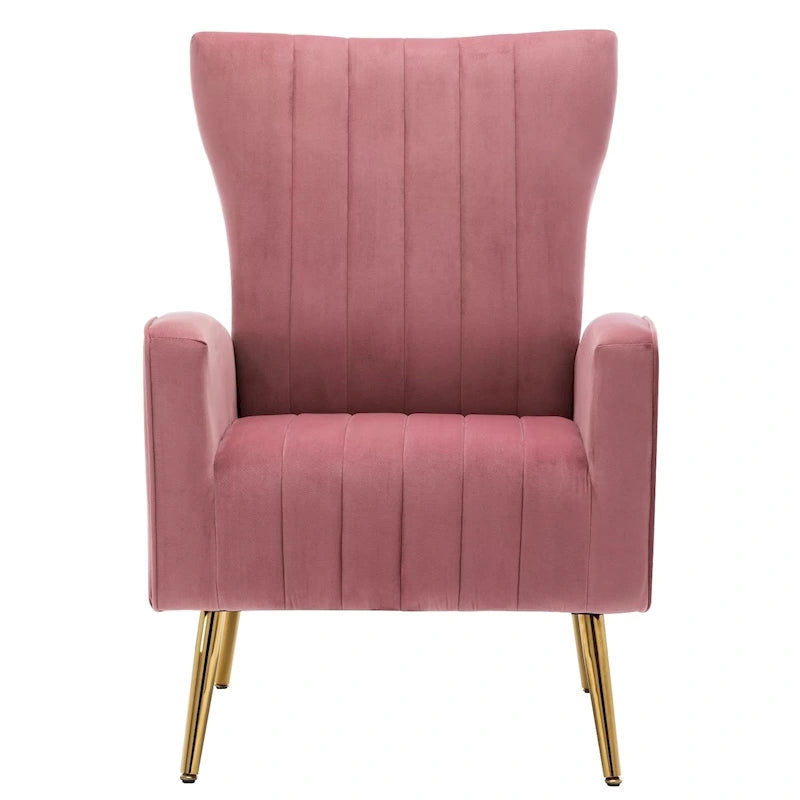 Velvet Wingback Accent Chair with Gold Metal Legs