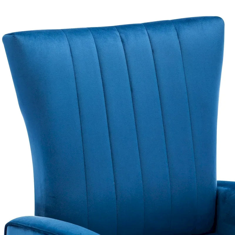 Fauteuil d'appoint en velours à dossier haut avec pieds métalliques dorés