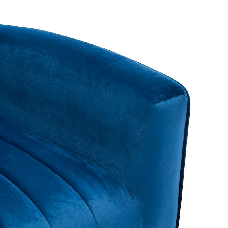 Fauteuil d'appoint en velours à dossier haut avec pieds métalliques dorés