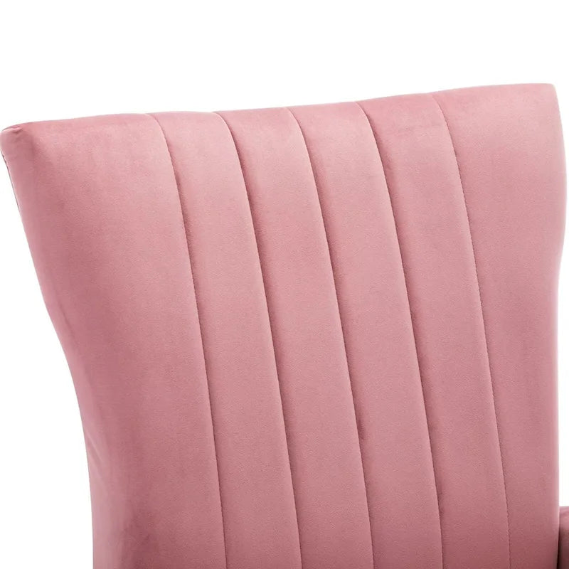 Fauteuil d'appoint en velours à dossier haut avec pieds métalliques dorés