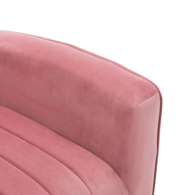 Fauteuil d'appoint en velours à dossier haut avec pieds métalliques dorés