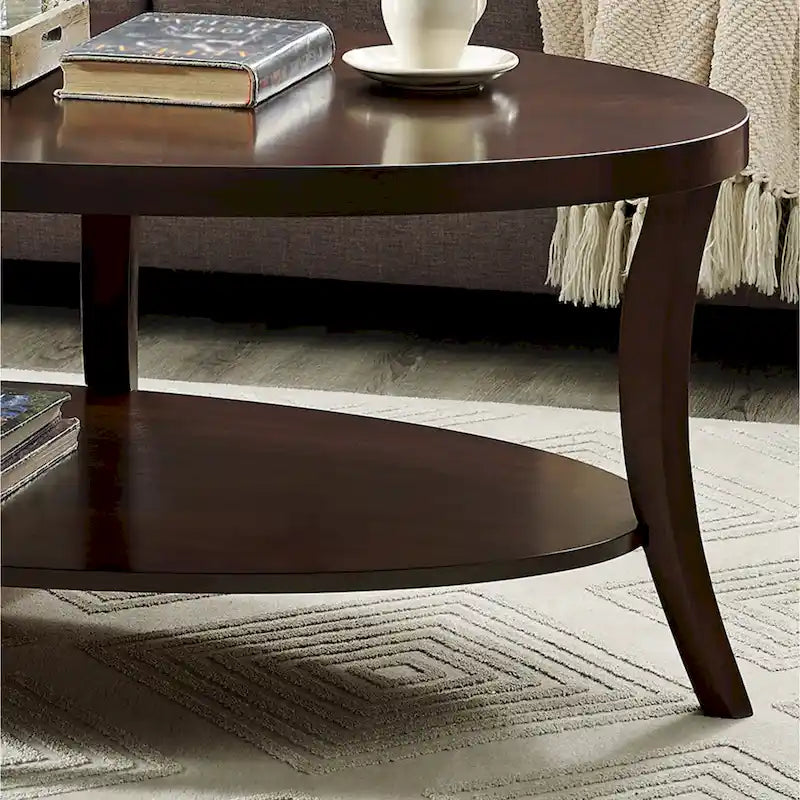 Espresso Wood Accent Table with Lower Shelf