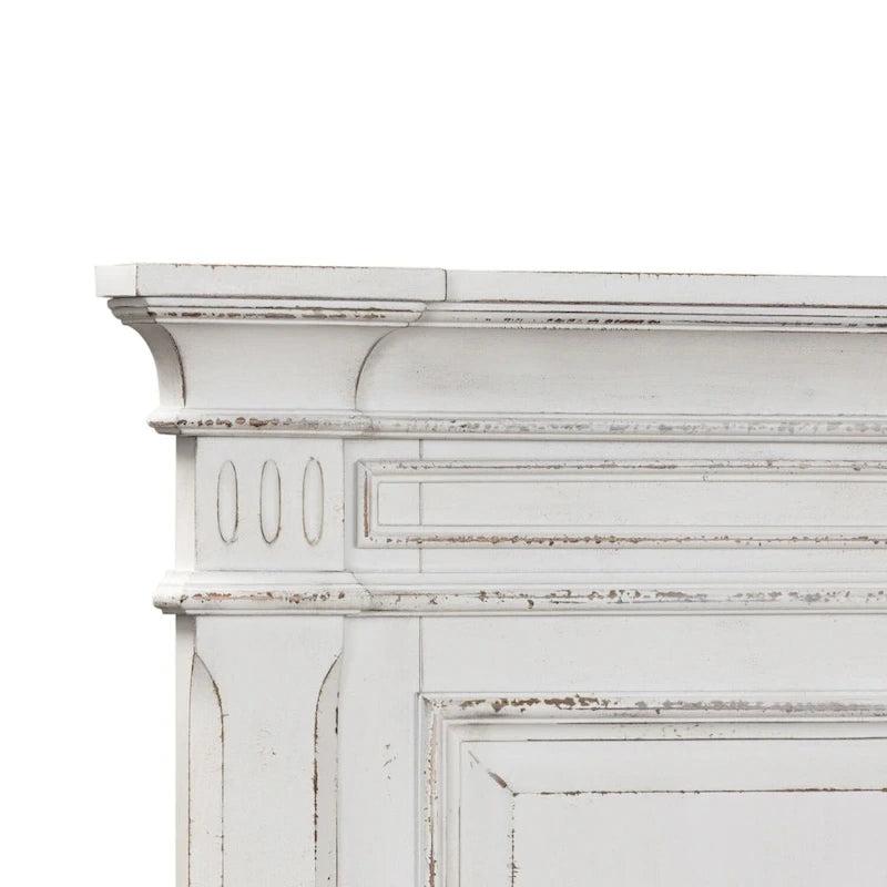 King Panel Headboard in Weathered Brown and Antique White