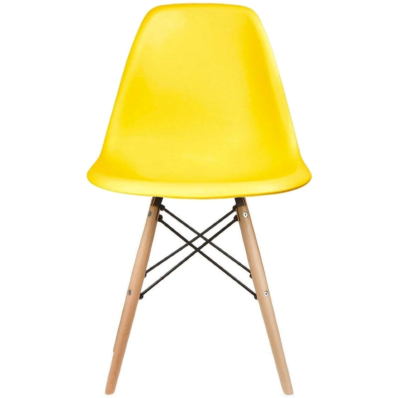 Modern Molded Plastic Dining Chair with Natural Wood Legs