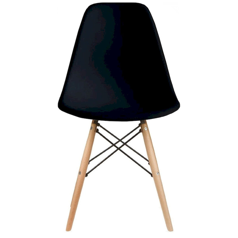 Modern Molded Plastic Dining Chair with Natural Wood Legs