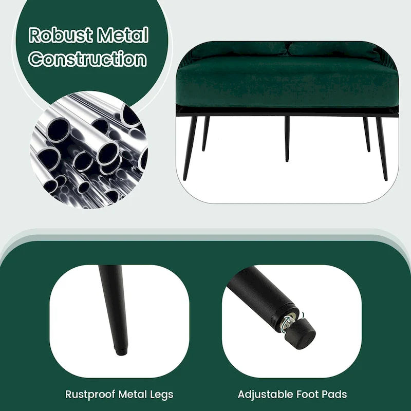 Samt-Loveseat mit geflochtenen Armlehnen und zwei Kissen
