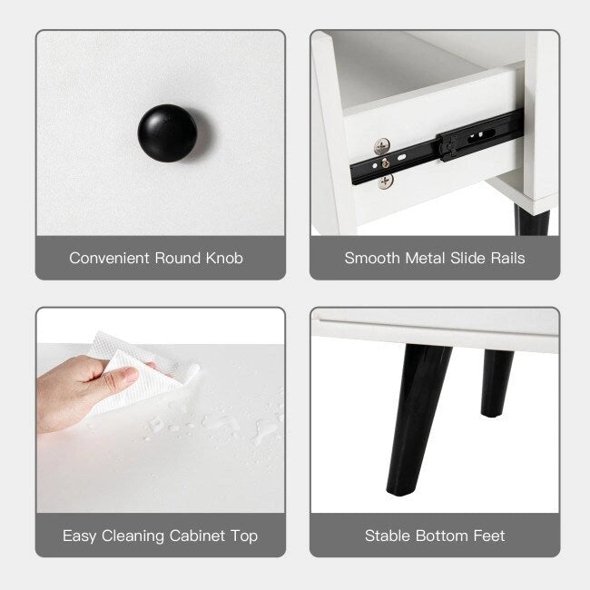 White 4-Drawer Dresser with Metal Knobs