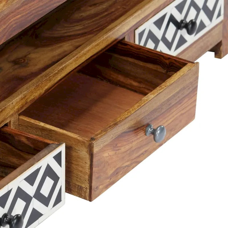Solid Sheesham Wood TV Stand with 3 Drawers