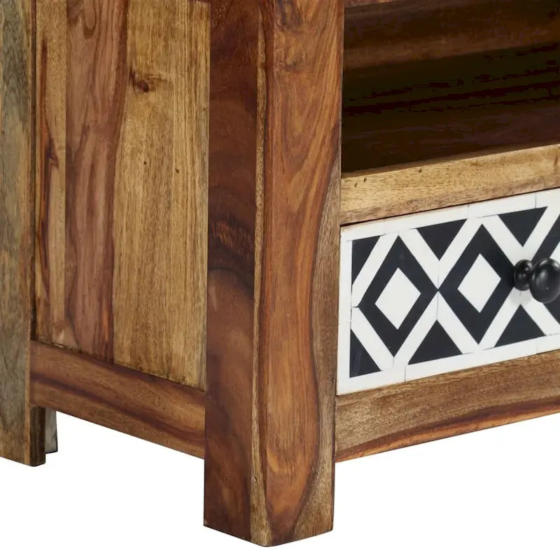Solid Sheesham Wood TV Stand with 3 Drawers