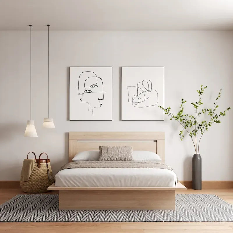Modern Engineered Wood Platform Bed with Headboard